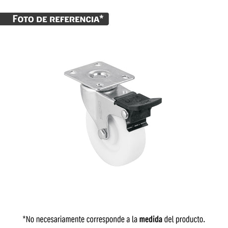 Rodaja de polietileno 4' placa giratoria, con freno, balero