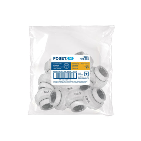 Tuerca unión roscable de PVC 1', Foset
