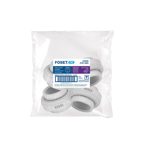 Tuerca unión roscable de PVC 1-1/2', Foset