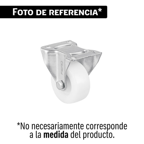 Rodaja de polietileno 2 1/2' placa fija, con buje, Fiero