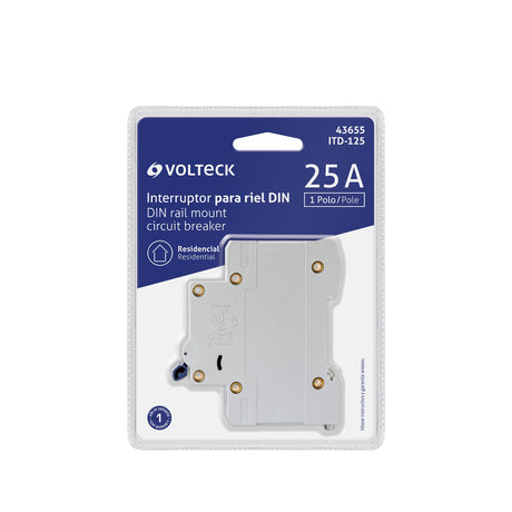 Interruptor de 1 polo 25 A para riel DIN, Volteck