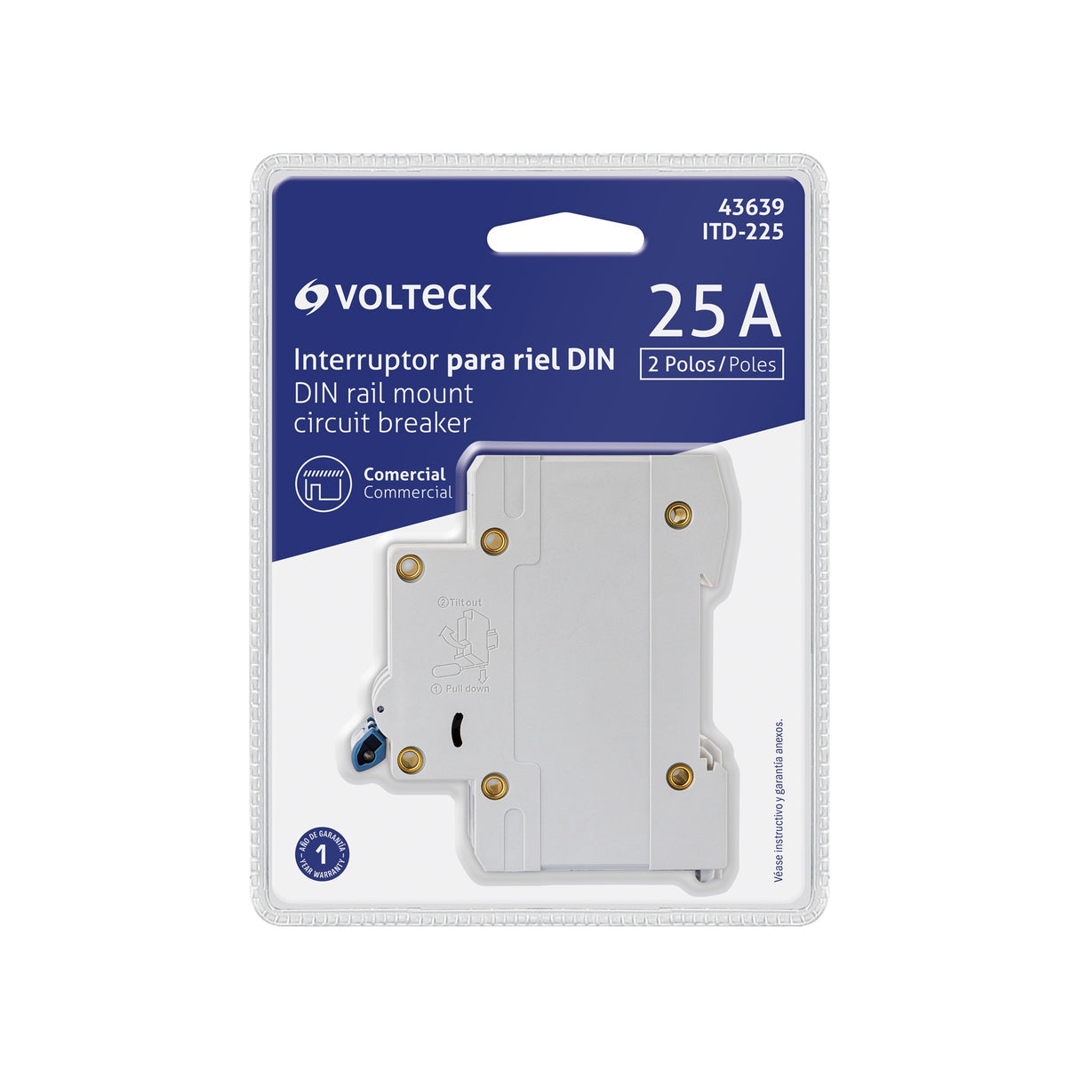 Interruptor de 1 polo 25 A para riel DIN, Volteck