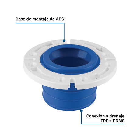 Brida con cuello flexible para WC, tubería de 4', Foset