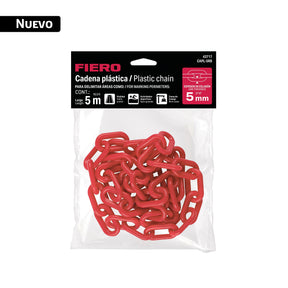 Bolsa con cadena plástica roja 5 mm x 5 m, Fiero