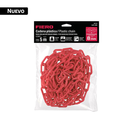 Bolsa con cadena plástica roja 8 mm x 5 m, Fiero
