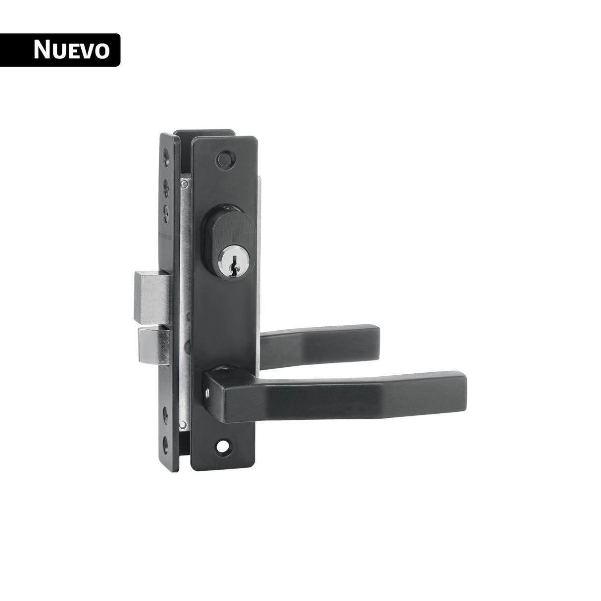 Cerradura para perfil de aluminio, llave-llave, negra