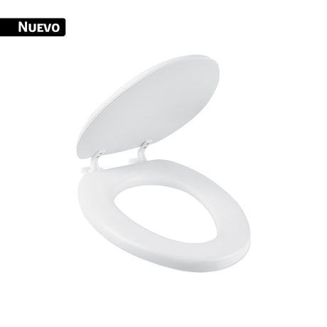 Asiento alargado acojinado para WC, cerrado, blanco, Aqua