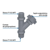 Conector yee de polipropileno de 1' para bomba para agua, Foset