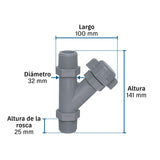Conector yee de polipropileno de 1' para bomba para agua, Foset