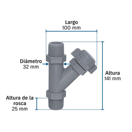 Conector yee de polipropileno de 1' para bomba para agua, Foset