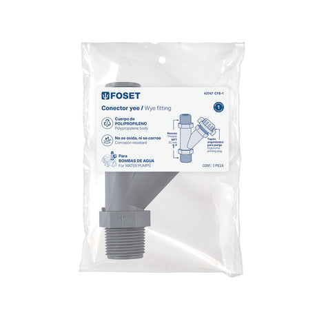 Conector yee de polipropileno de 1' para bomba para agua, Foset