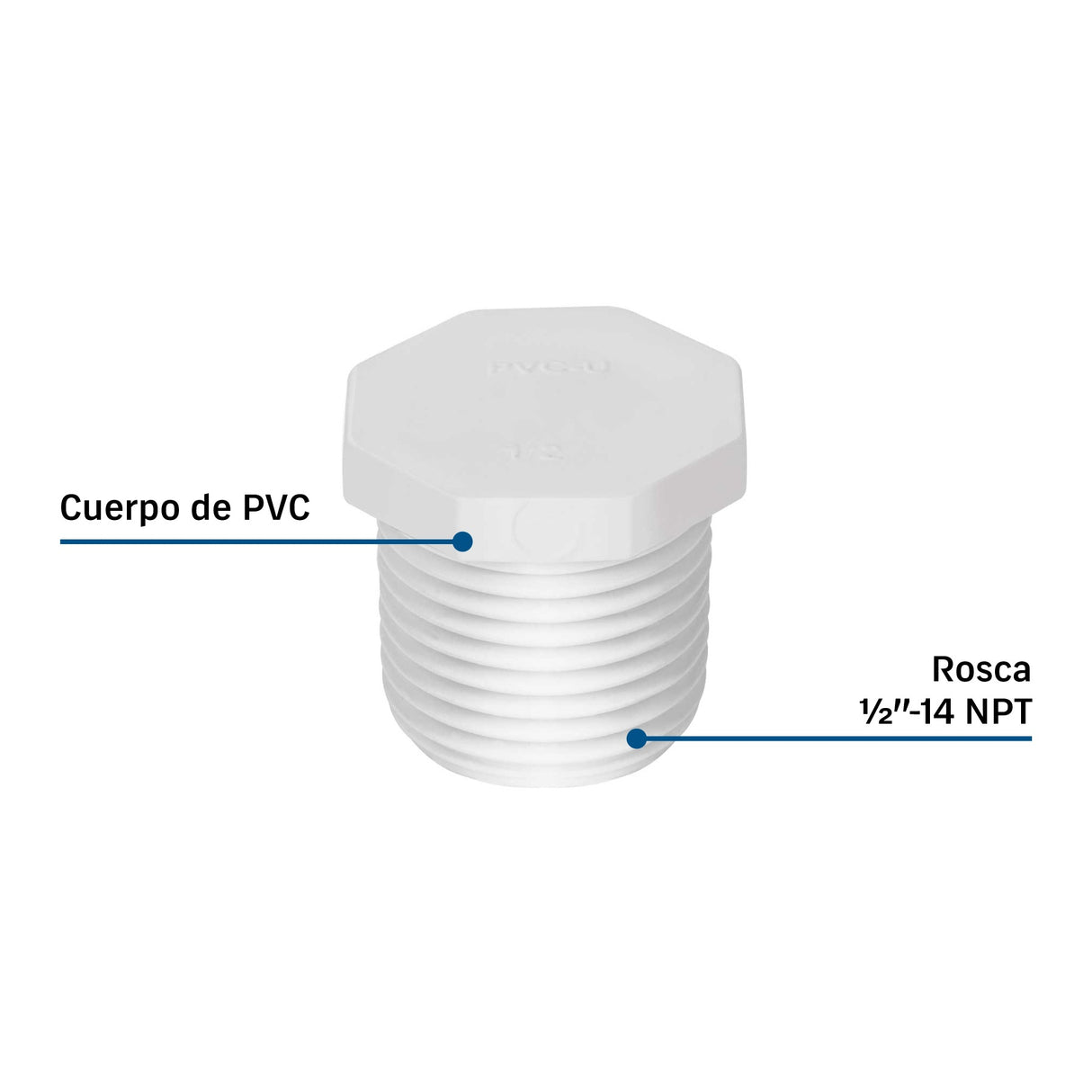 Tapón macho de PVC 1/2', Foset