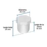 Tapón macho de PVC 1/2', Foset