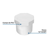 Tapón macho de PVC 3/4', Foset