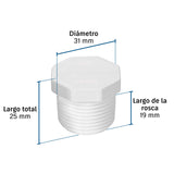 Tapón macho de PVC 3/4', Foset