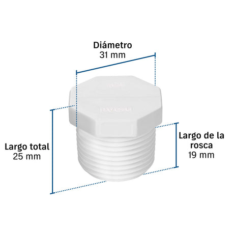 Tapón macho de PVC 3/4', Foset