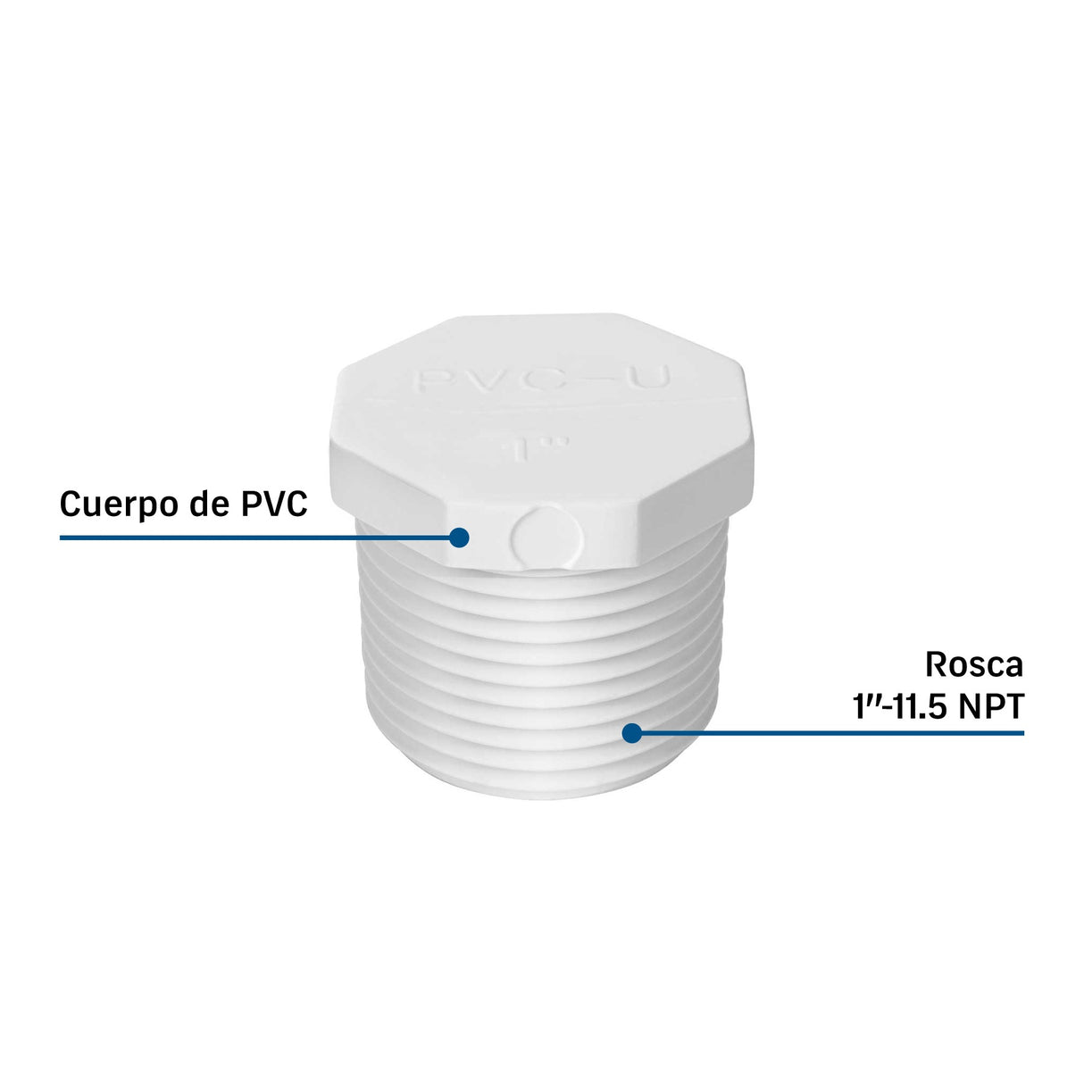 Tapón macho de PVC 1', Foset