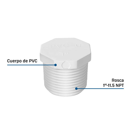 Tapón macho de PVC 1', Foset