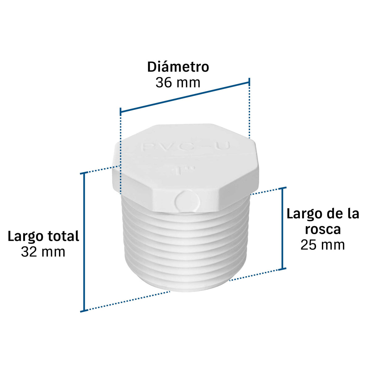 Tapón macho de PVC 1', Foset