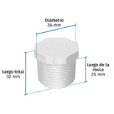 Tapón macho de PVC 1', Foset