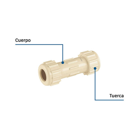 Cople de compresión PVC de 1/2', Foset