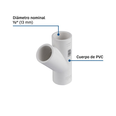Yee sencilla de PVC 1/2', Foset