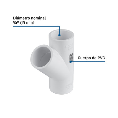 Yee sencilla de PVC 3/4', Foset