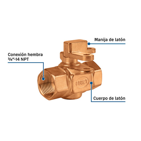 Válvula de banqueta 3/4' para candado, Foset