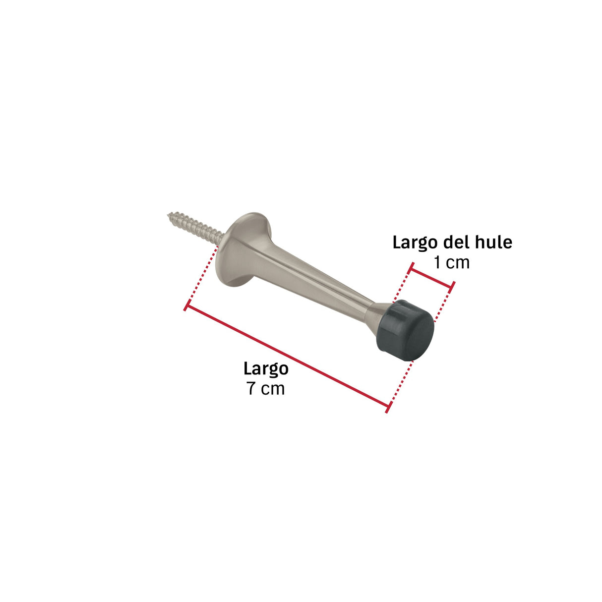 Tope recto para puerta, acabado níquel satín, Hermex