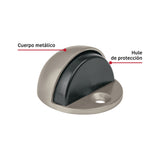 Tope tipo media luna para puerta, níquel satín, Hermex