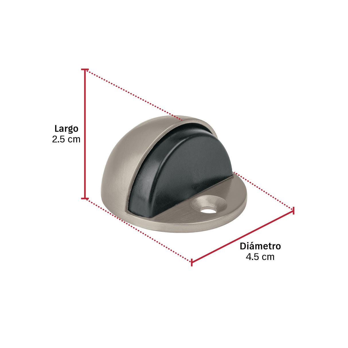Tope tipo media luna para puerta, níquel satín, Hermex