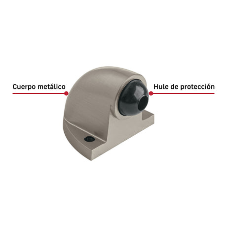 Tope tipo codo para puerta, níquel satín, Hermex