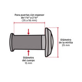 Mirilla de seguridad, 180°, lente de vidrio, níquel satín