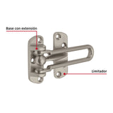 Pasador abatible para puerta, acabado níquel satín, Hermex