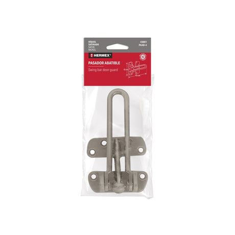Pasador abatible para puerta, acabado níquel satín, Hermex