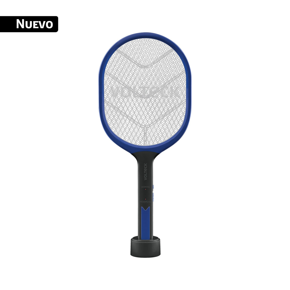 Raqueta Mata Moscas y Mosquitos con Base, Recargable Volteck