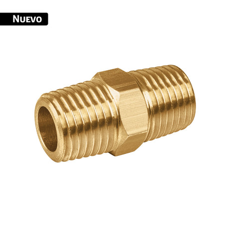 Niple unión NPT de latón, 1/4' con tuerca hexagonal, Foset