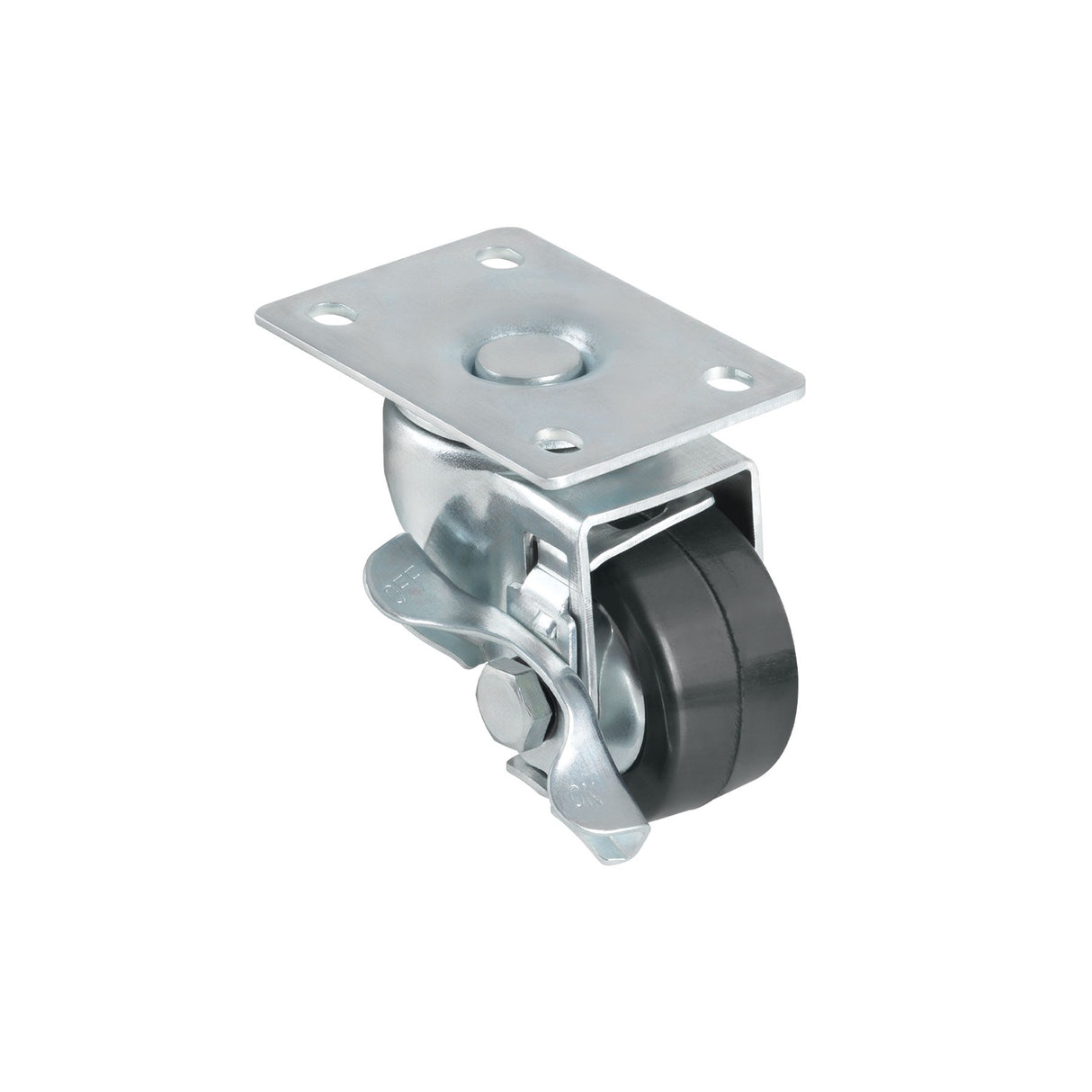 Rodaja hule 2-1/2', placa giratoria con freno, balero, 50 kg