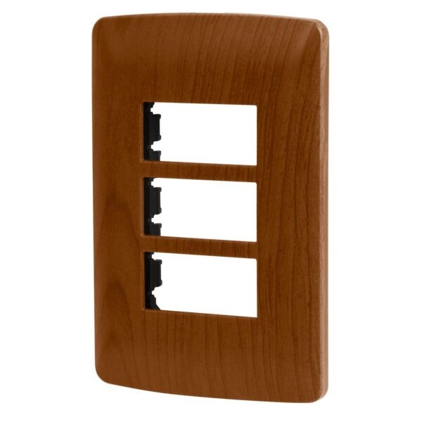 Placa 3 Modulos de ABS, Linea Italiana, Acabado Madera