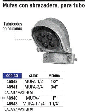 Mufa con Abrazadera para Tubo 1/2", Volteck
