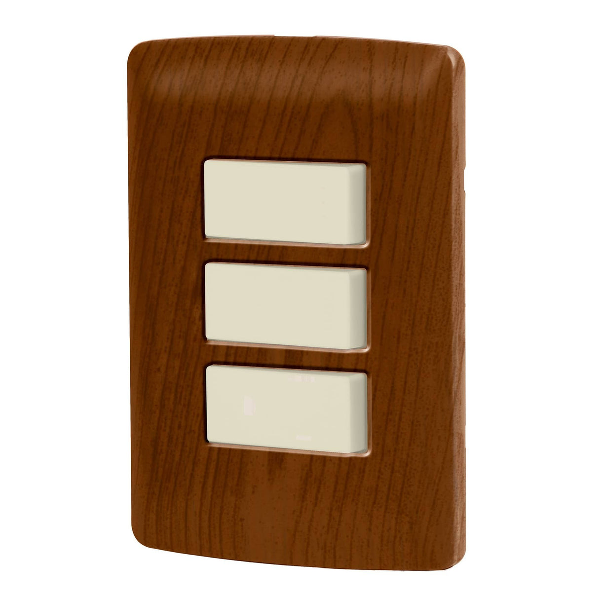Placa Armada 3 Interruptores Sencillos, Madera, Linea Italiana