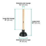 Bomba destapacaños para lavabo, 10 cm, Klintek