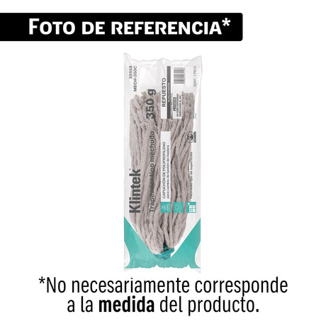 Trapeador tipo mechudo, 250 g repuesto, algodón, Klintek