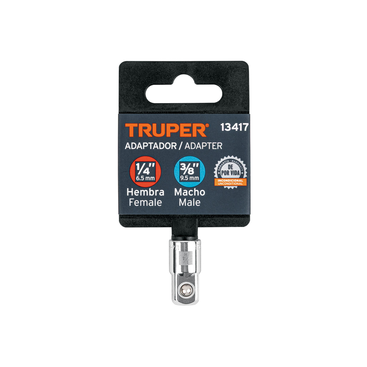 Adaptador para Matraca de Cuadro 1/4' a Cuadro 3/8', Truper