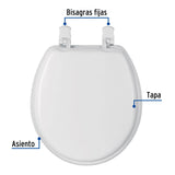 Asiento Redondo Acojinado para Wc, Cerrado, Blanco, Foset