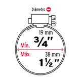 Bolsa con 10 Abrazaderas sin Fin #16, 3/4 - 1-1/2', Fiero