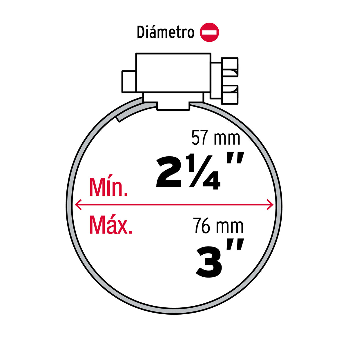 Bolsa con 5 Abrazaderas sin Fin #40, 2-1/4 - 3', Fiero
