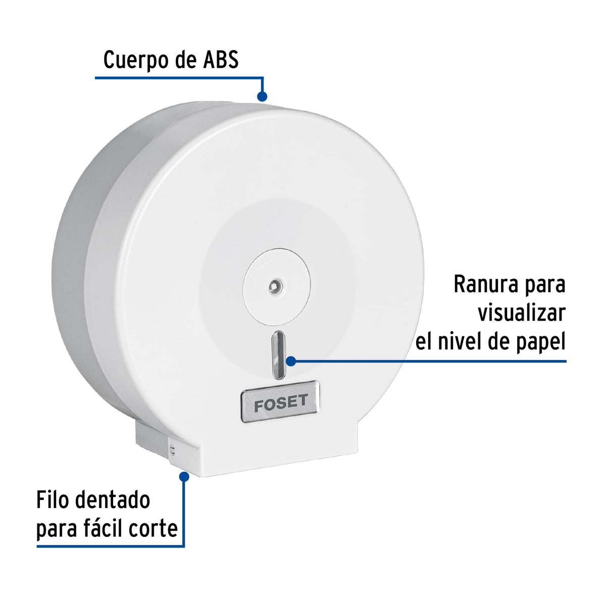 Portarrollo Junior de ABS, Blanco, Foset Basic