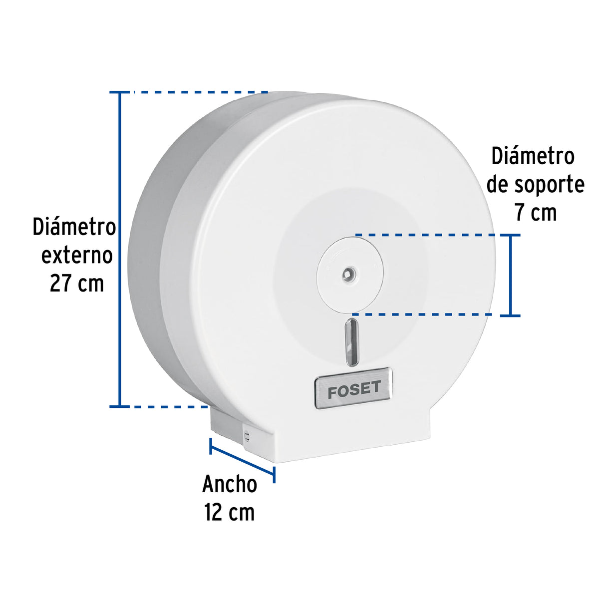 Portarrollo Junior de ABS, Blanco, Foset Basic