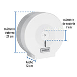 Portarrollo Junior de ABS, Blanco, Foset Basic